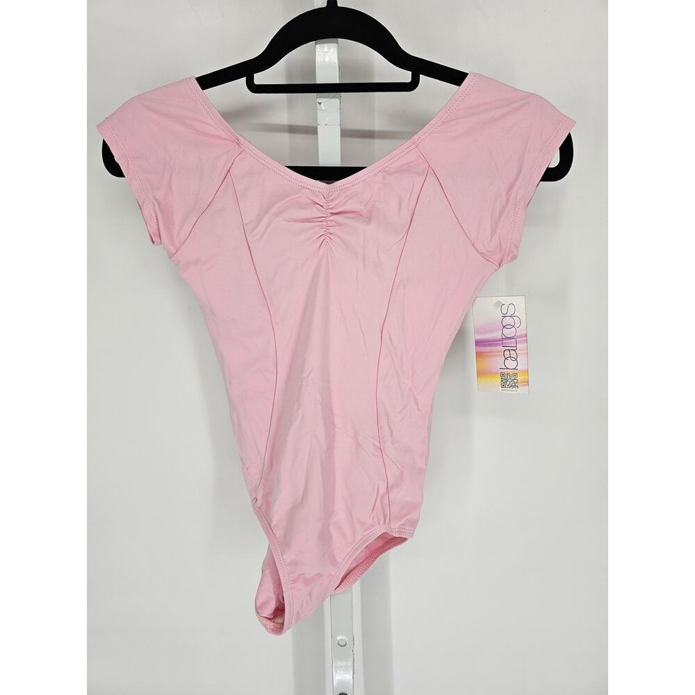 Baltogs Girls Sz XL Raglan Cap Sleeve Dance Ballet Leotard Light Pink NEW